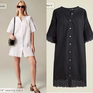 J. Crew Jolie Dress in Eyelet Cotton‎ Poplin Size Medium Black